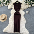Pure desire style knitting sleeveless silmdress women's summer waist slimming look a-line long skirt goddess elegant skirt
