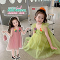 Girls' summer dress  new style: trendy and sweet sundress for baby girls - princess mesh dress with spaghetti straps