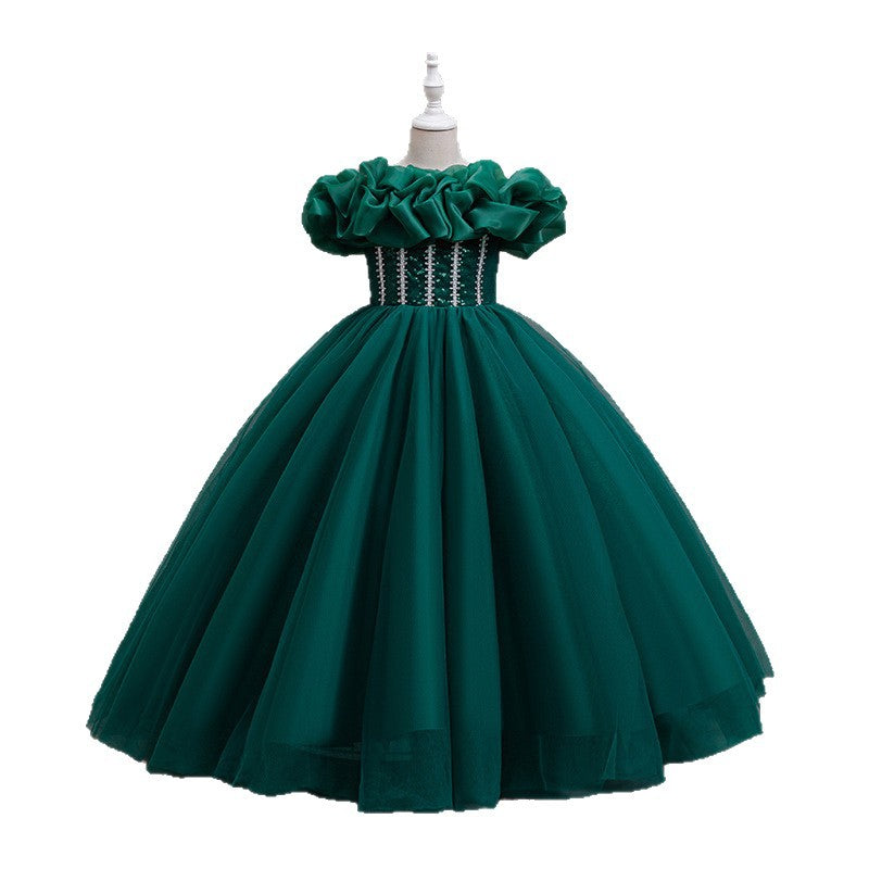 Yimingzhi flower girl dress - floral design, long, cross-border princess dress - dropshipping available - children's dress