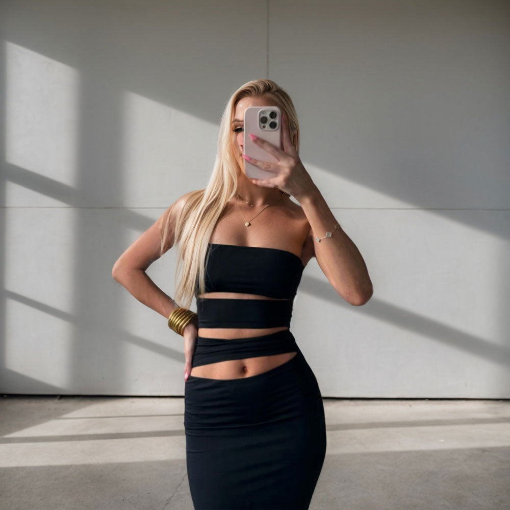 Aliexpress foreign trade women's ins trendy style dress spring/summer new slimming design bodycon maxi dress