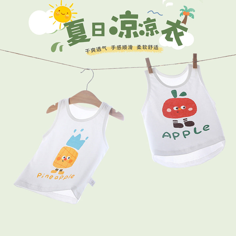 New lightweight summer pure cotton baby tank top - sleeveless undershirt for kids, breathable and sweat-absorbent infant clothing