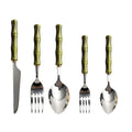 bamboo ball handle stainless steel knife, fork and spoon, western food steak knife, fruit fork, creative tableware set wholesale