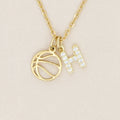 New arrival cross-border style cut out basketball sports necklace 26 initial letters inlaid with diamonds pendant clavicle chain women's jewelry