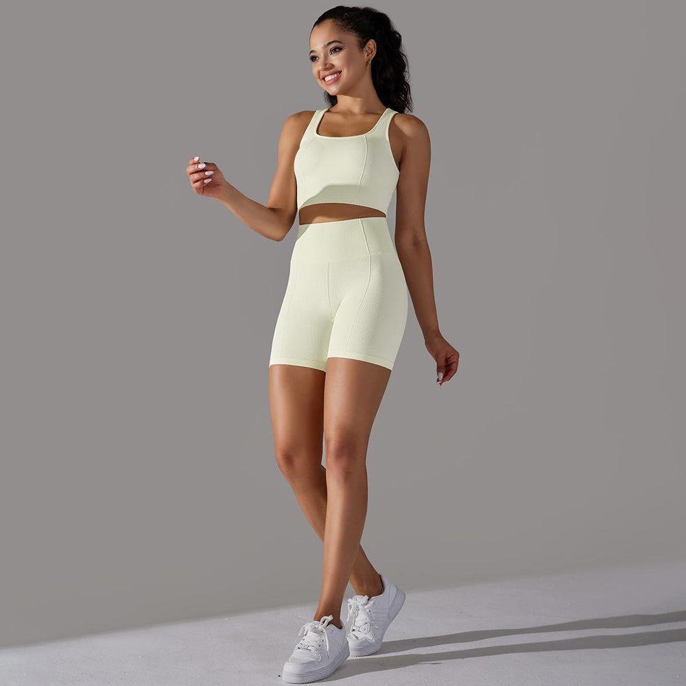 new arrival seamless jacquard knitting yoga wear breathable tight sports suit high waist hip lifting running fitness wear
