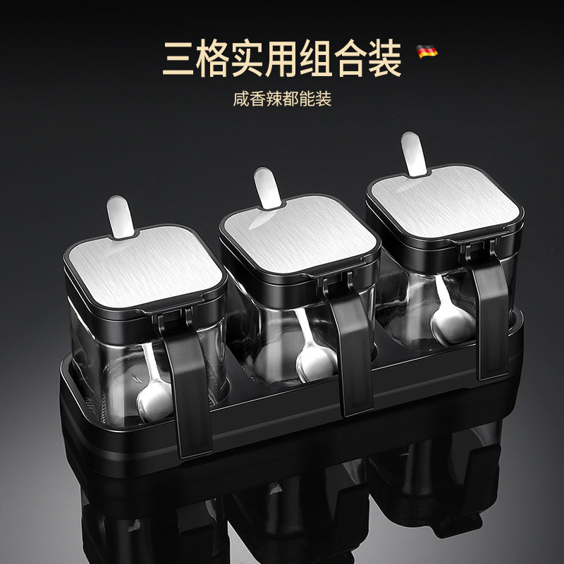 Kitchen supplies Heat-resistant seasoning box Seasoning jar set Sealed seasoning bottle Glass seasoning jar Seasoning bottle Seasoning box