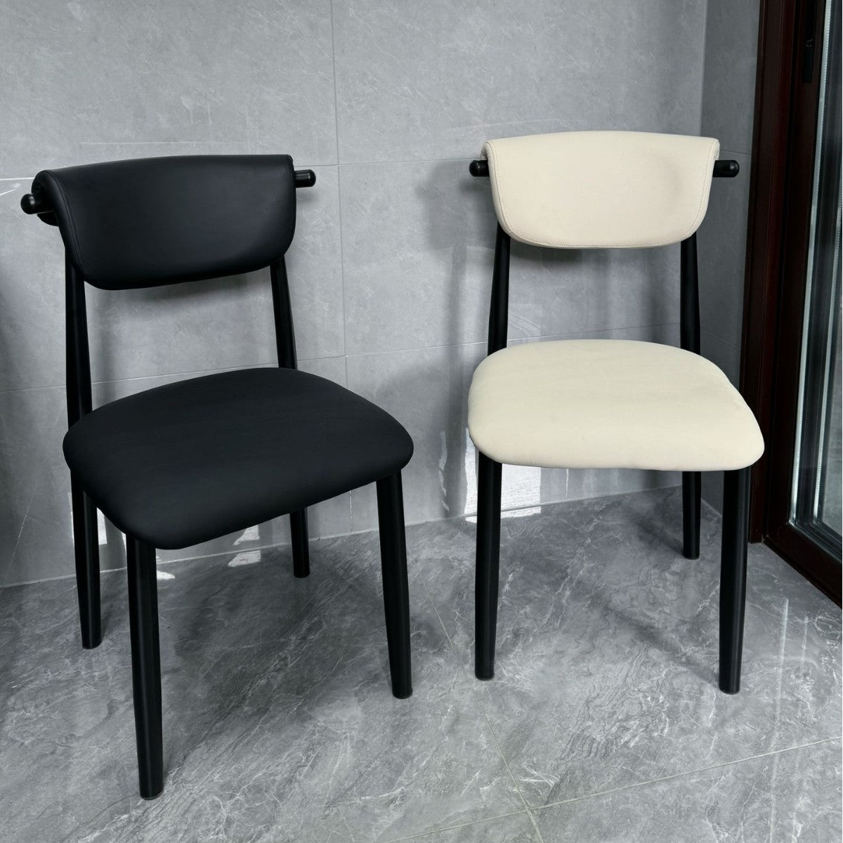 Dining chair Italian light luxury modern simple home back chair book table chair Nordic fabric soft bag designer croissant chair