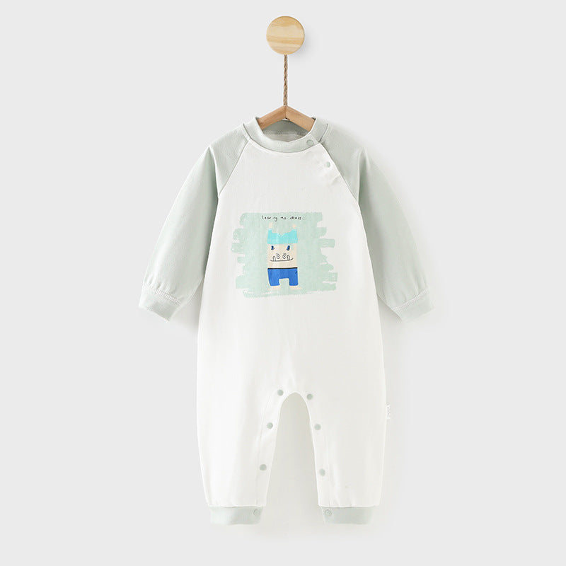 Baby romper, unisex, 100% cotton, long sleeve, crawling suit, 0-6 months newborn, spring/autumn onesie, 1 year old with snap crotch