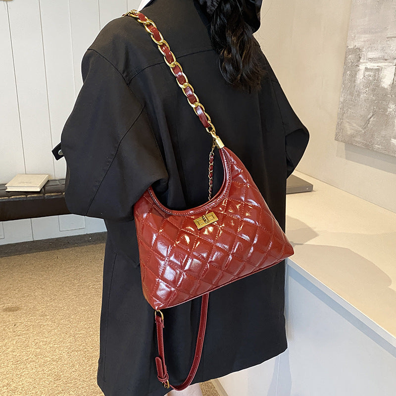 Rhombus embroidery thread small bag women's 2025 new autumn and winter versatile messenger bag fashion one shoulder underarm dumpling bag