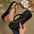 2025 new trendy & chic women's summer sandals: fashionable rhinestone-embellished flip-flops with thick soles, perfect for dressing up or lounging