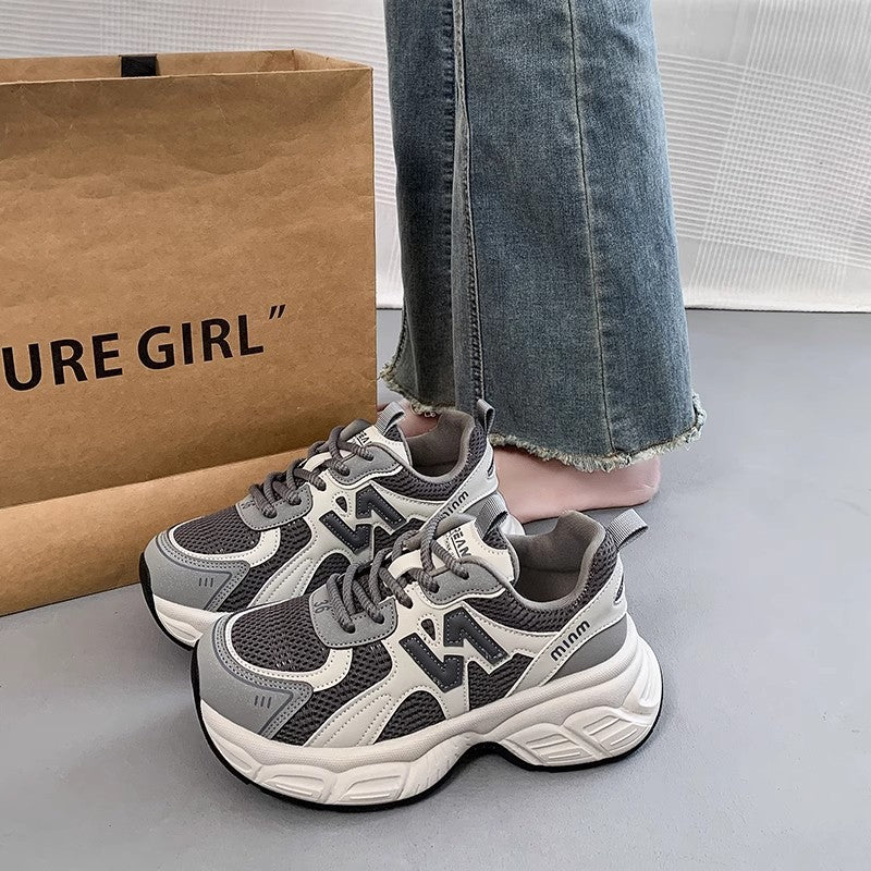 Vintage dad sneakers for women - new spring 2026 collection: premium chunky sole, versatile, slimming, lightweight, casual athletic shoes