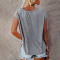 Amazon fashion women's cap sleeve vest summer cross-border v neckpure colorcasualloose short sleeve
