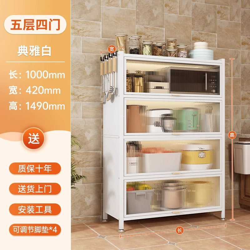 Kitchen storage rack floor-standing multi-layer storage cabinet sideboard microwave oven for home with door multifunctional cabinet storage rack
