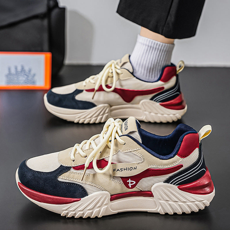 Spring new arrival lightweight versatile mesh breathable athletic casual shoes hot-selling chunky sole height increasing dad shoes for men
