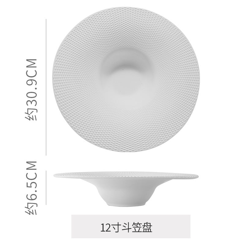 Hotel personalized frosted ceramic western dinnerware set - minimalist solid color polka dot business dinner plates