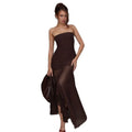 fashion:  summer new arrivals - solid color sexy bandeau sleeveless mesh patchwork dress (europe & america)