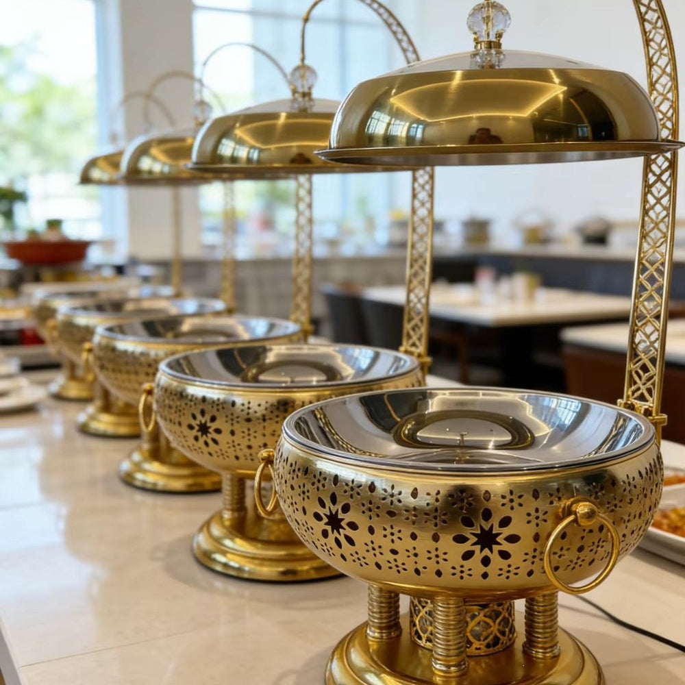 Gold stainless steel buffet warmer - 8l hotel wedding insulated buffet stove - in stock & wholesale
