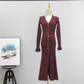 Export fall and winternew arrivalknittingdresseleganceelegant socialite single breasted silmslimming lookmermaid long skirt