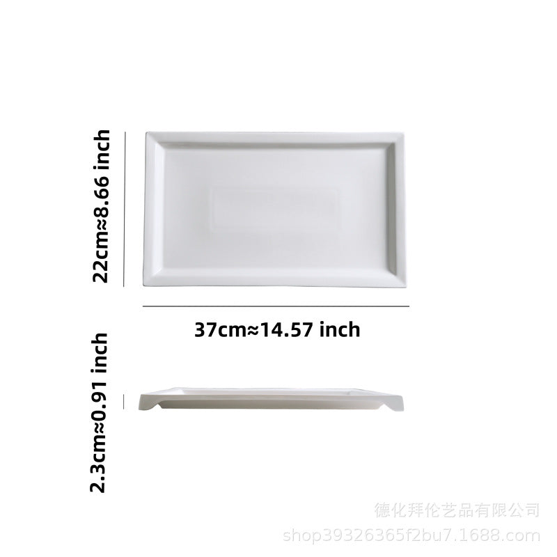 Nordicins high-value rectangular western food plate restaurant for homecasual pure white flat plate serving plate dessert plate