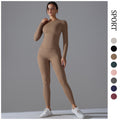 new arrival brushed nylon long sleeves yoga clothes high elastic naked tight sports suit running fitness two-piece set