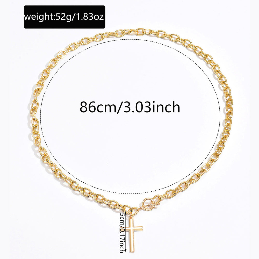 hot-selling simple stacked cross pendant necklace niche high-end exaggerated thick chain clavicle chain accessories