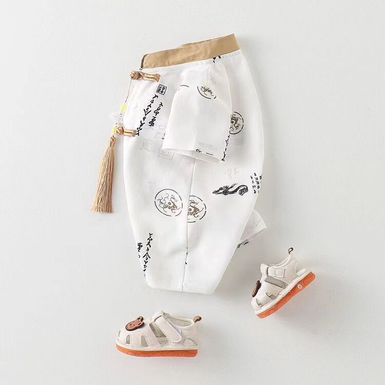 Baby summer onesie thin style baby chinese style ink painting bag butt clothes infant summer clothes han dynasty