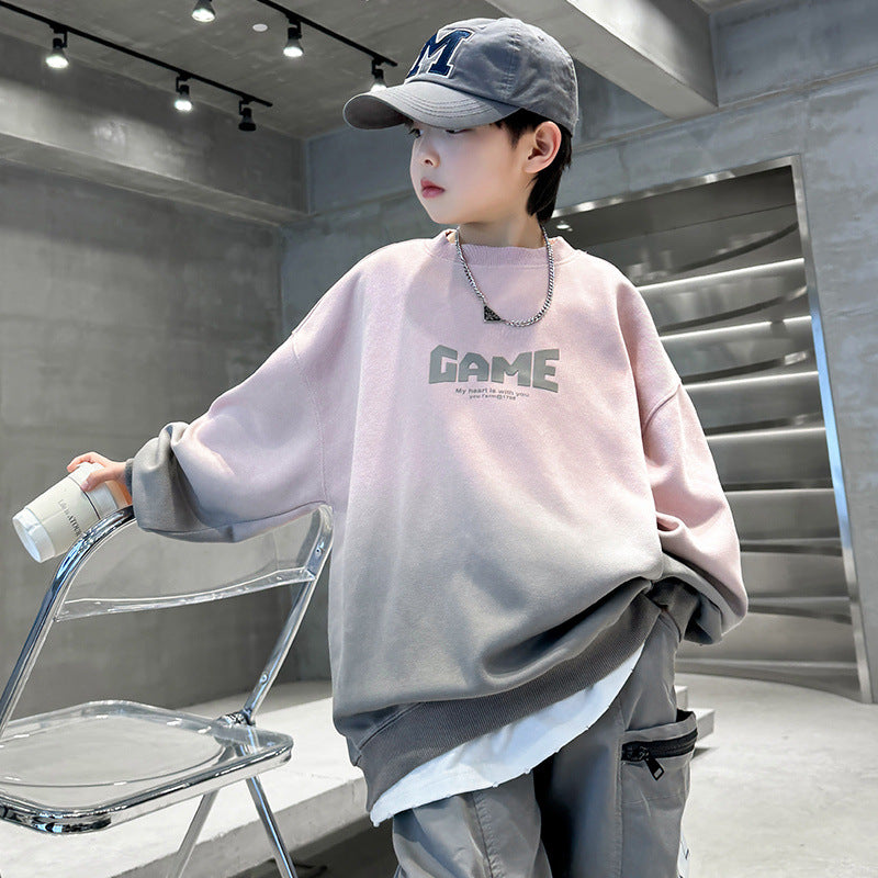 Boys' fall fashion streetwear sweatshirt - new  autumn collection - big kids' long-sleeve top - korean style, cool & trendy