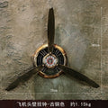 Retro industrial style wall clock - propeller airplane head design - creative home decor wall hanging iron art e18