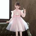 Girls' stylish dress elsa princess dress  new autumn and winter knitted sweater children's skirt mesh gradient