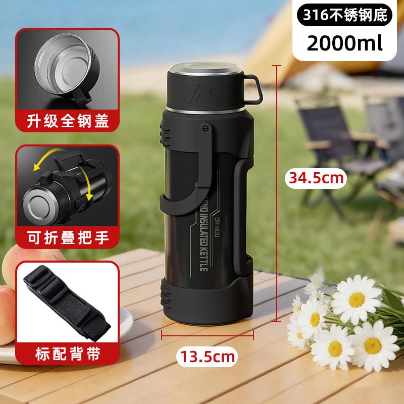 316 stainless steel large capacity collapsible handle thermos kettle - outdoor, car, portable water bottle - travel kettle wholesale with custom logo