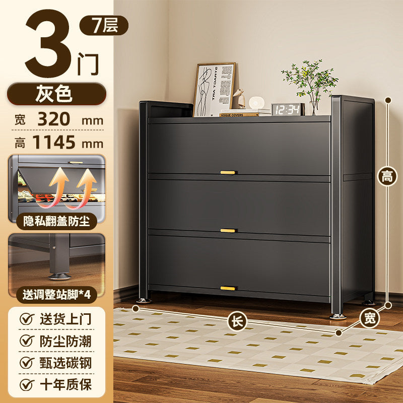 Steel shoe cabinet for home door storage cabinet all-in-one wall-mounted large-capacity multi-layer storage cabinet entrance entrance shoe rack