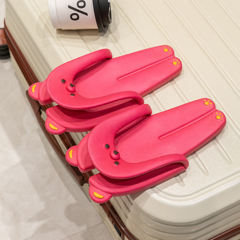 Bear foldable slippers couple travel convenient non-slip outdoor flip-flops beach shoes business trip flip-flops