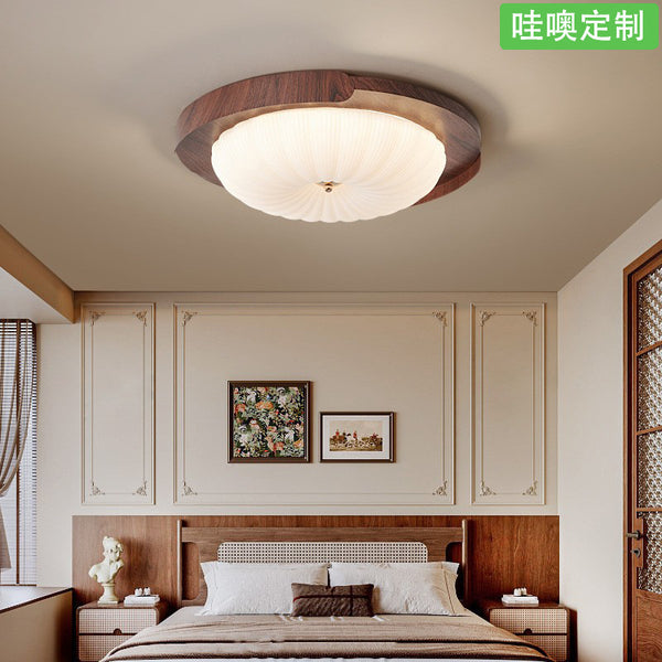 [Wow] Ceiling lamp, antique retro walnut pattern lamp, Guangdong Zhongshan Japanese-style wabi-sandy wind room lamp