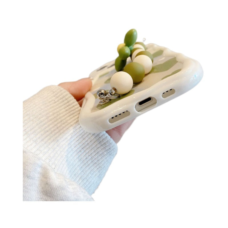 Full screen green love heart suitable for apple apple 16pro flower chain mobile phone case iphone13/15 protective cover