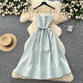 French chic high-end bow detail corset waist slip dress - women's  summer fashion maxi gown