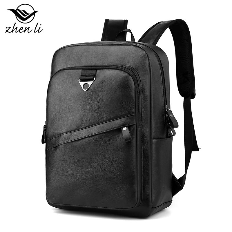 Cross-border wholesale backpack men's simple casual business laptop bag PU leather travel backpack