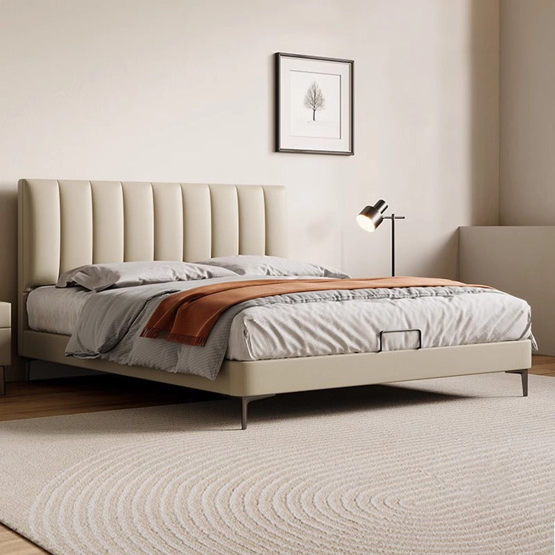 Nandi italian normcore leather bed double bed 1.8m modern casual first-layer cowhide master bedroom small apartment wedding bed