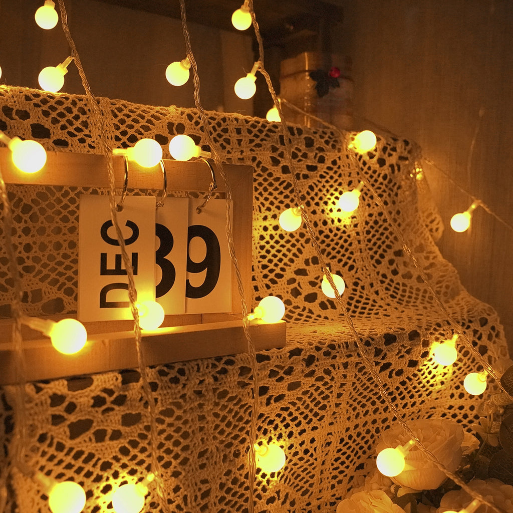 Cross-border led round ball lights camping small white ball lights string wedding festival decorative lights Christmas string lights flashing lights