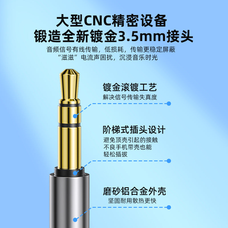 aux audio cable Car audio box 3.5 plug in computer typec output conversion Car playback earphone adapter cable