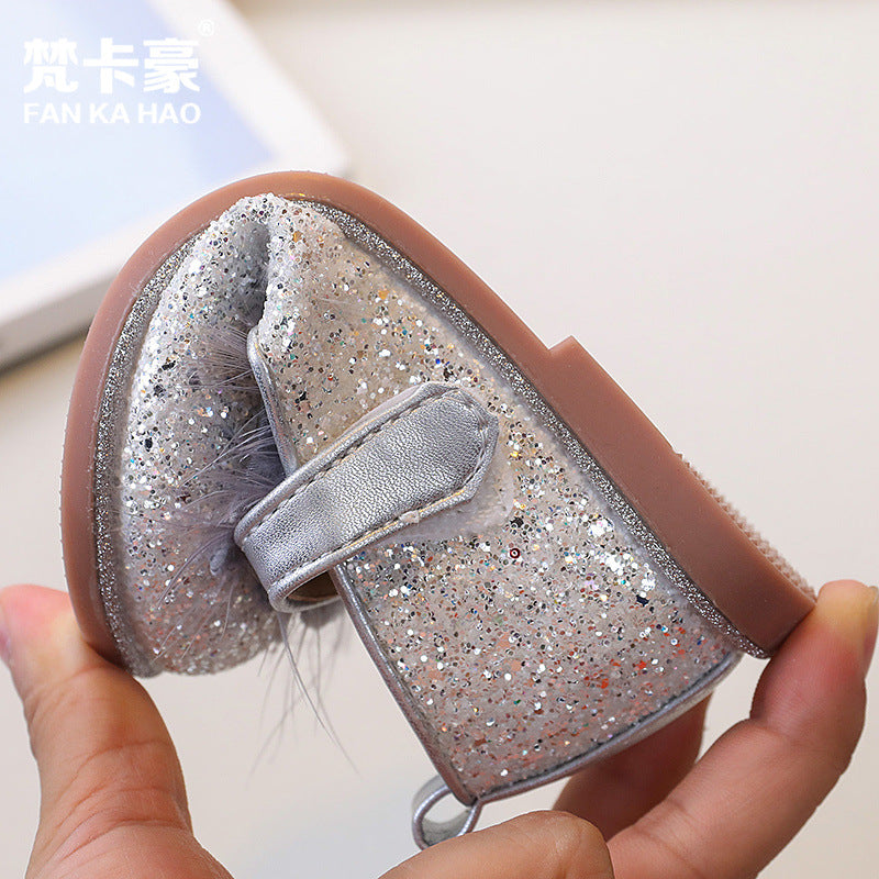 Vancahao girls' fashion crown princess shoes - new autumn  korean style soft sole leather shoes for children