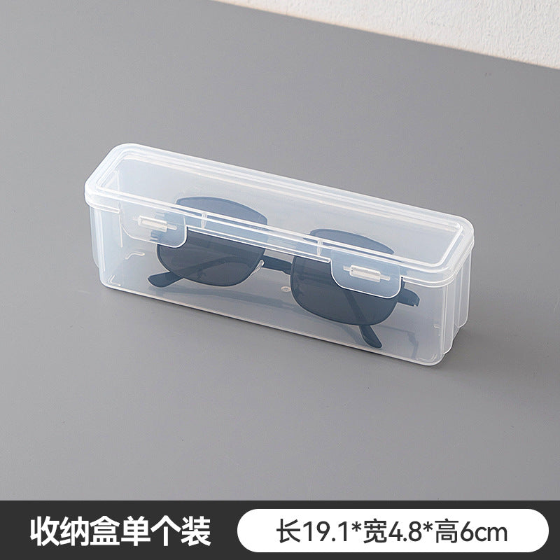 Desktop transparent dust-proof with cover glasses storage box Plastic sealing Multifunctional stackable portable sunglasses storage box