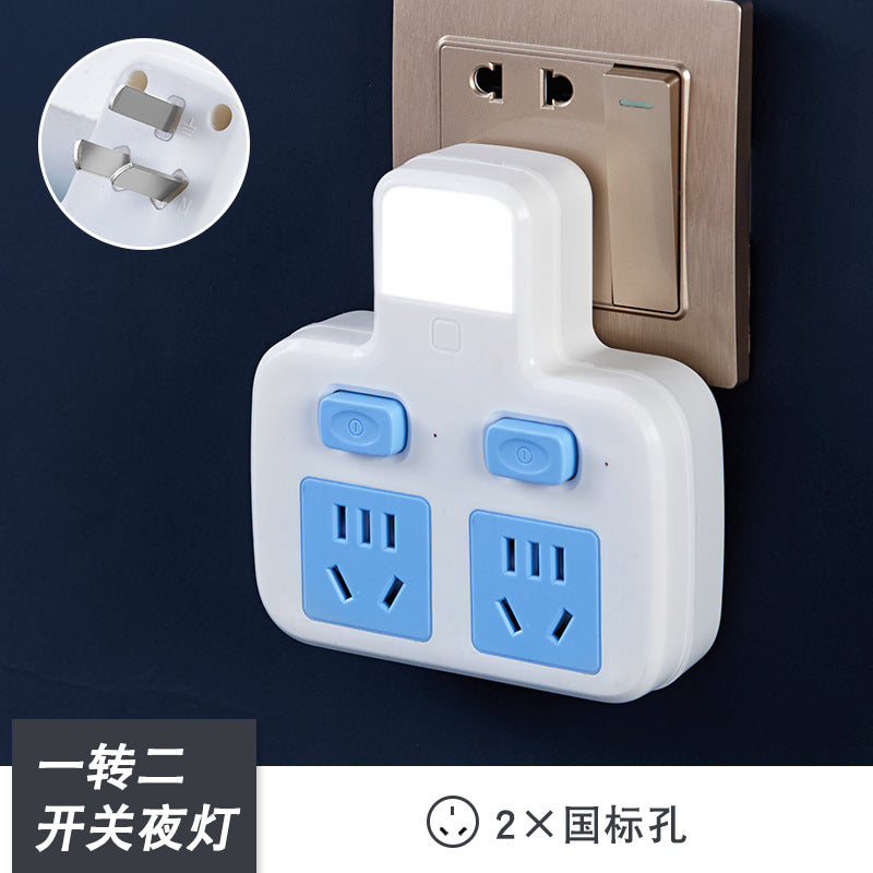 Office-style multifunctional wireless socket converter with usb, independent switches, multi-outlet power strip with night light
