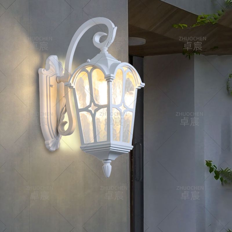 Solar powered wall light - modern waterproof outdoor lighting for villa gardens, patios, and balconies - white