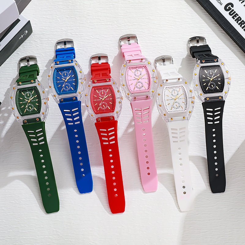 Transparent barrel-shaped new watch casualniche style cross-border richard series quartz watch barrel-shaped watch for men ⌚️
