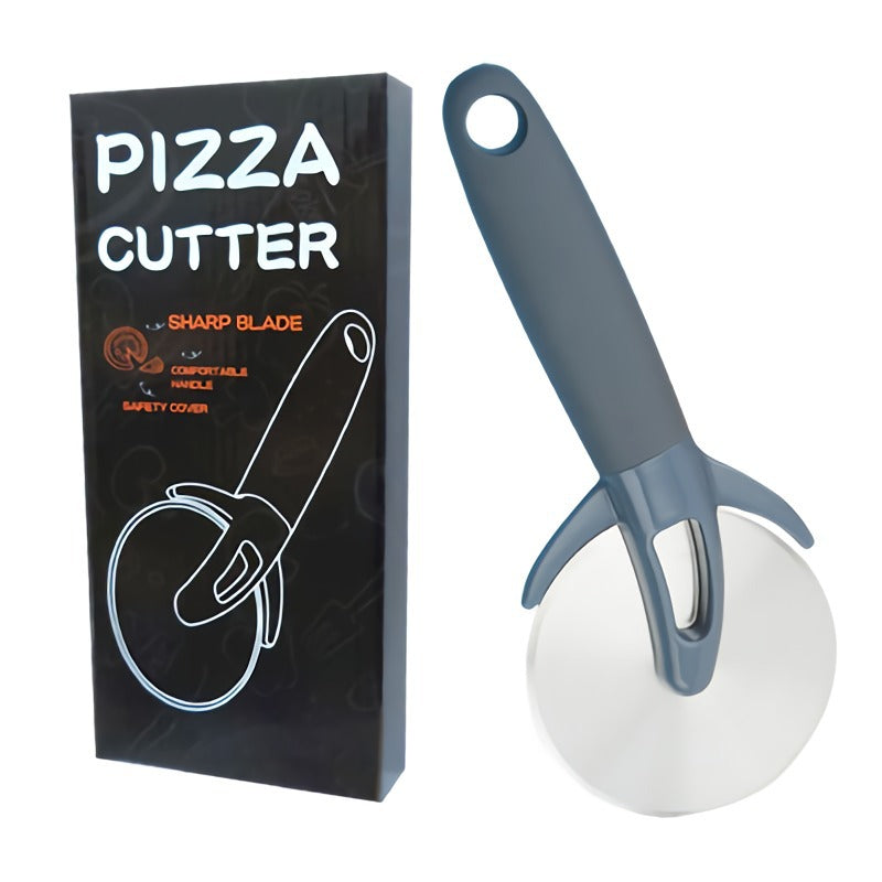 Pizza cutter hob with protective cover, stainless steel cake cutter baking medium, single wheel pizza cutting  hot sale