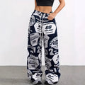 Ready-to-ship  spring/summer european and american women's fashion: new hot girl style pocket streetwear printed loose fit casual pants