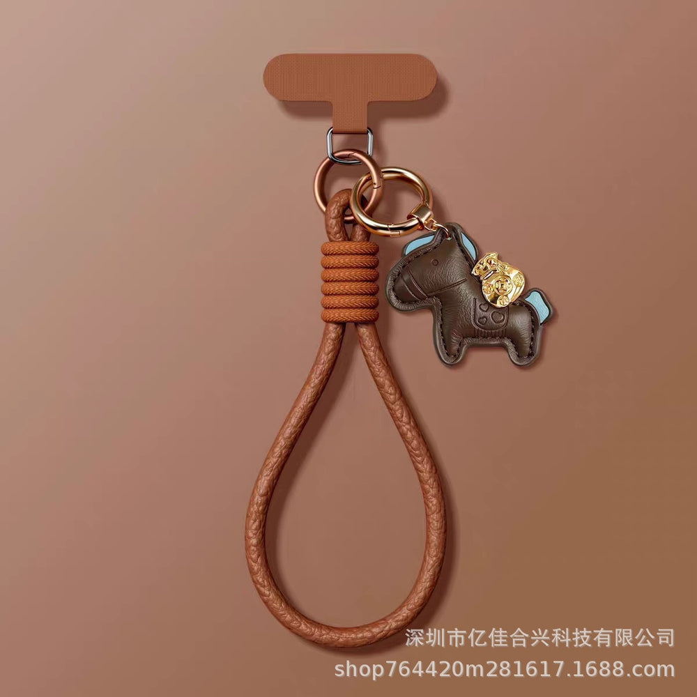 New year's edition pony leather phone lanyard - "get rich quick" wrist strap, bag charm, keychain, anti-lost short lanyard