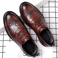 Brogue leather shoes for men - british style groomsmen, black, business formal, suit, casual leather shoes, men's wedding shoes