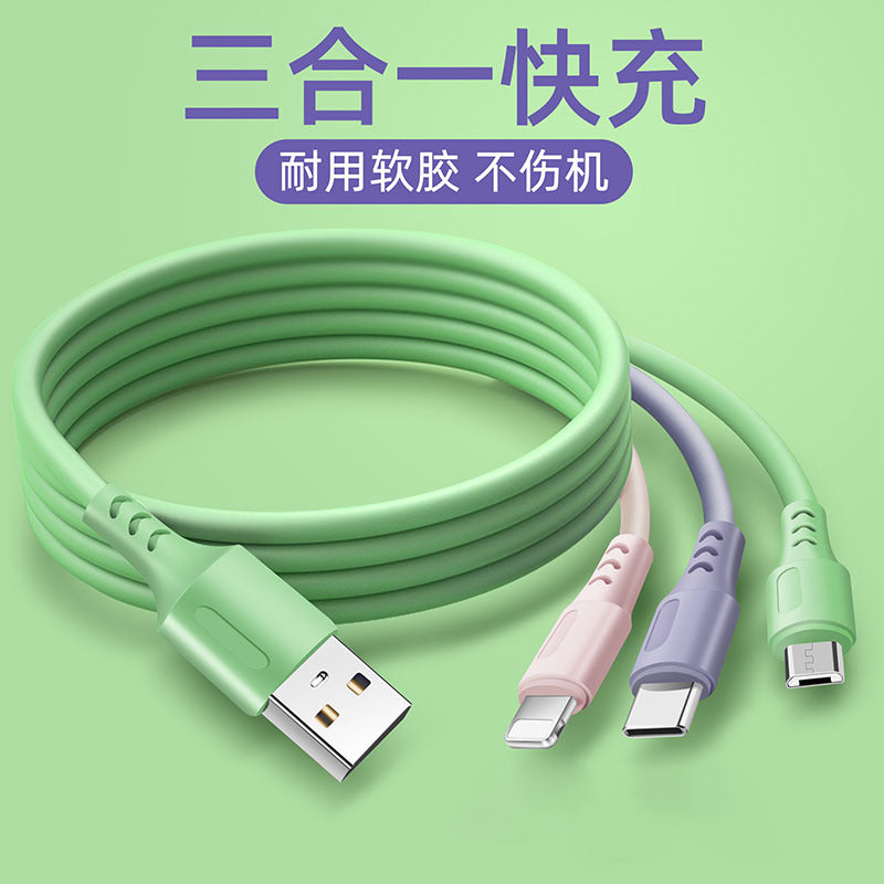 120W fast charging three-in-one fast charging data cable is suitable for Apple vivo Huawei Android flash charging mobile phone one-to-three charging