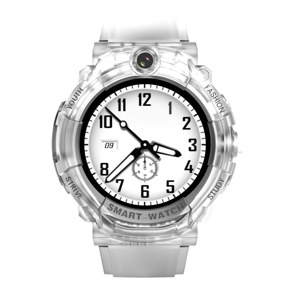 Transparent round children's phone watch, waterproof, large screen, full network, wifi positioning, downloadable, can be disabled, can be paid