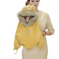 mid-to-large children's fox hooded fleece-lined thickened sweatshirt - girls' versatile autumn/winter new style faux fur collar top